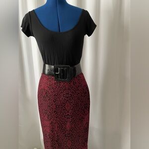 Nordstrom Brand Halogen Red Leopard Print Pencil Skirt with Stretch